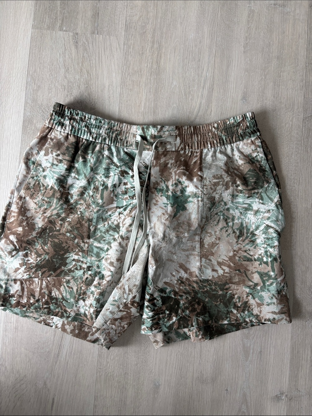 lululemon athletica Green and Brown Camo-Print Shorts